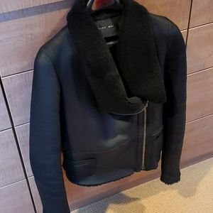 Barbara Bui moto style leather/shearling coat